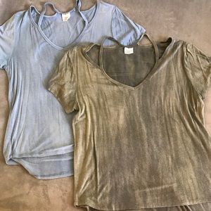 2 blouses with strap cut outs
